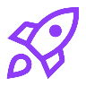 icon in purple rocket launch