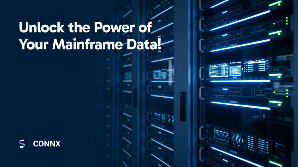 Unlock the Power of Your Mainframe Data. Servers in a dark room.